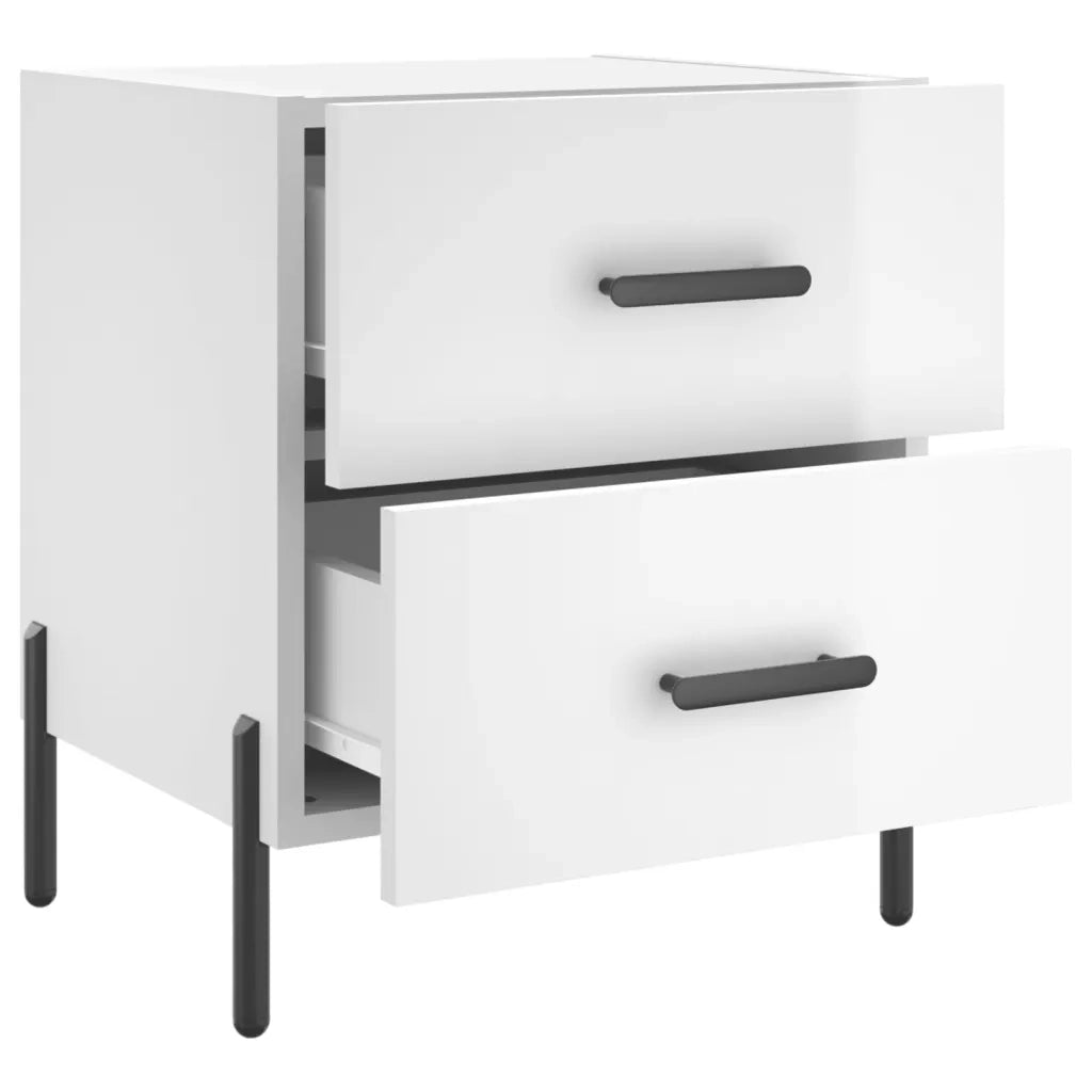 Comodini 2 pz-Set di 2 Tavolino da notte Bianco Lucido 40x35x47,5 cm in Legno Multistrato 386474