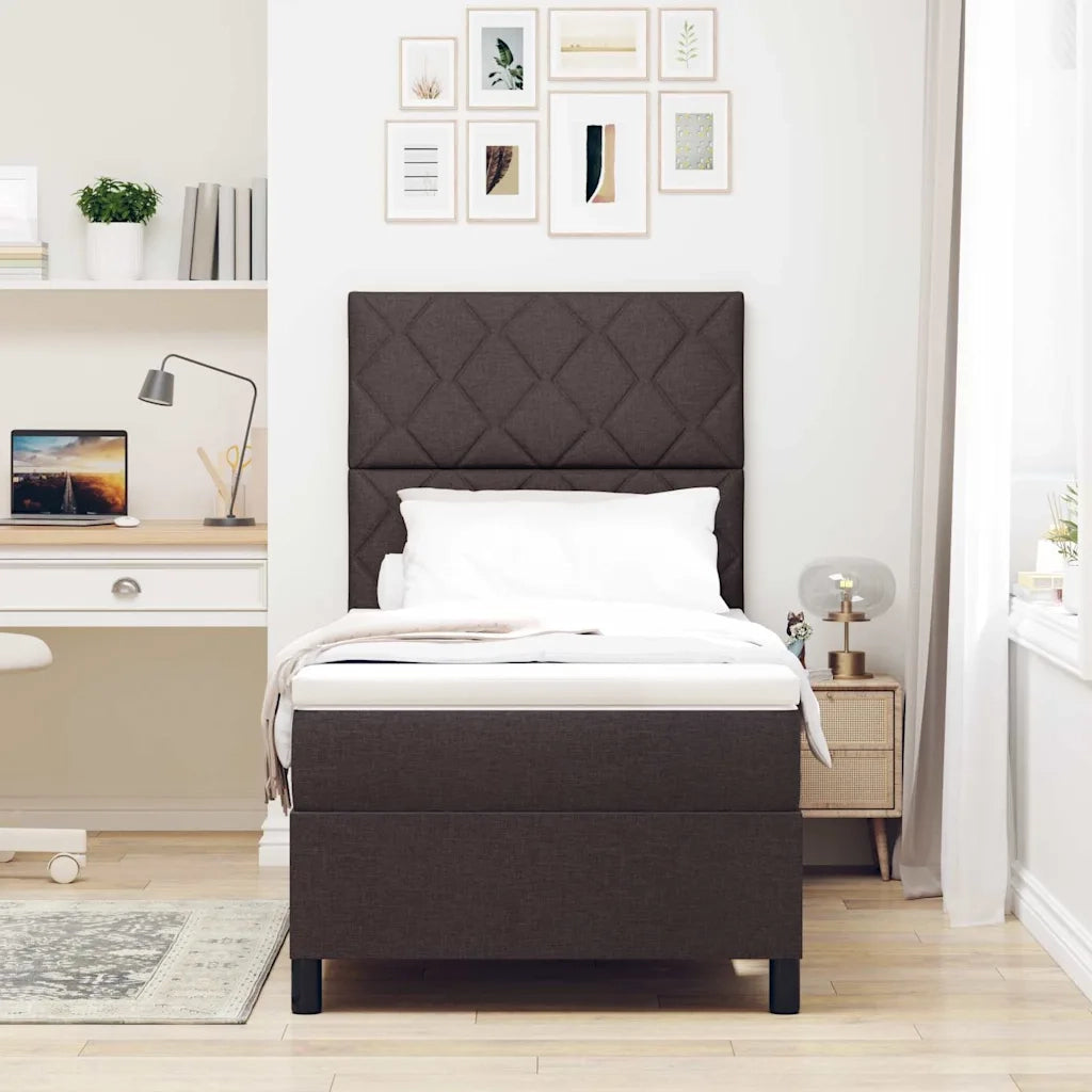 Letto a molle con materasso Marrone Scuro 90 x 190 cm Tessuto 3339430