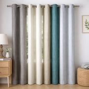 Tenda Oscurante 140x290cm con Anelli Cromo Tessuto Morbido Moderno Ecrù