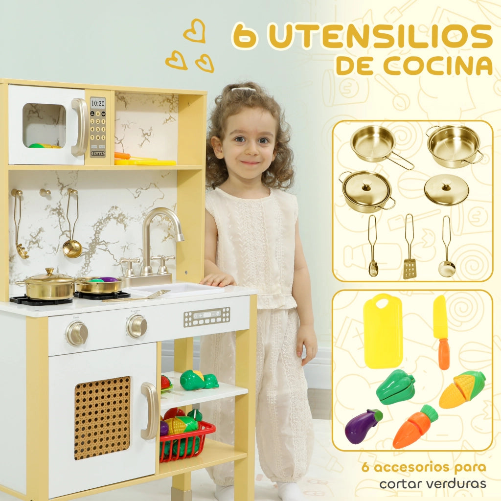 Cucina Giocattolo in Legno con Accessori ¨C zephmum ¨C Naturale