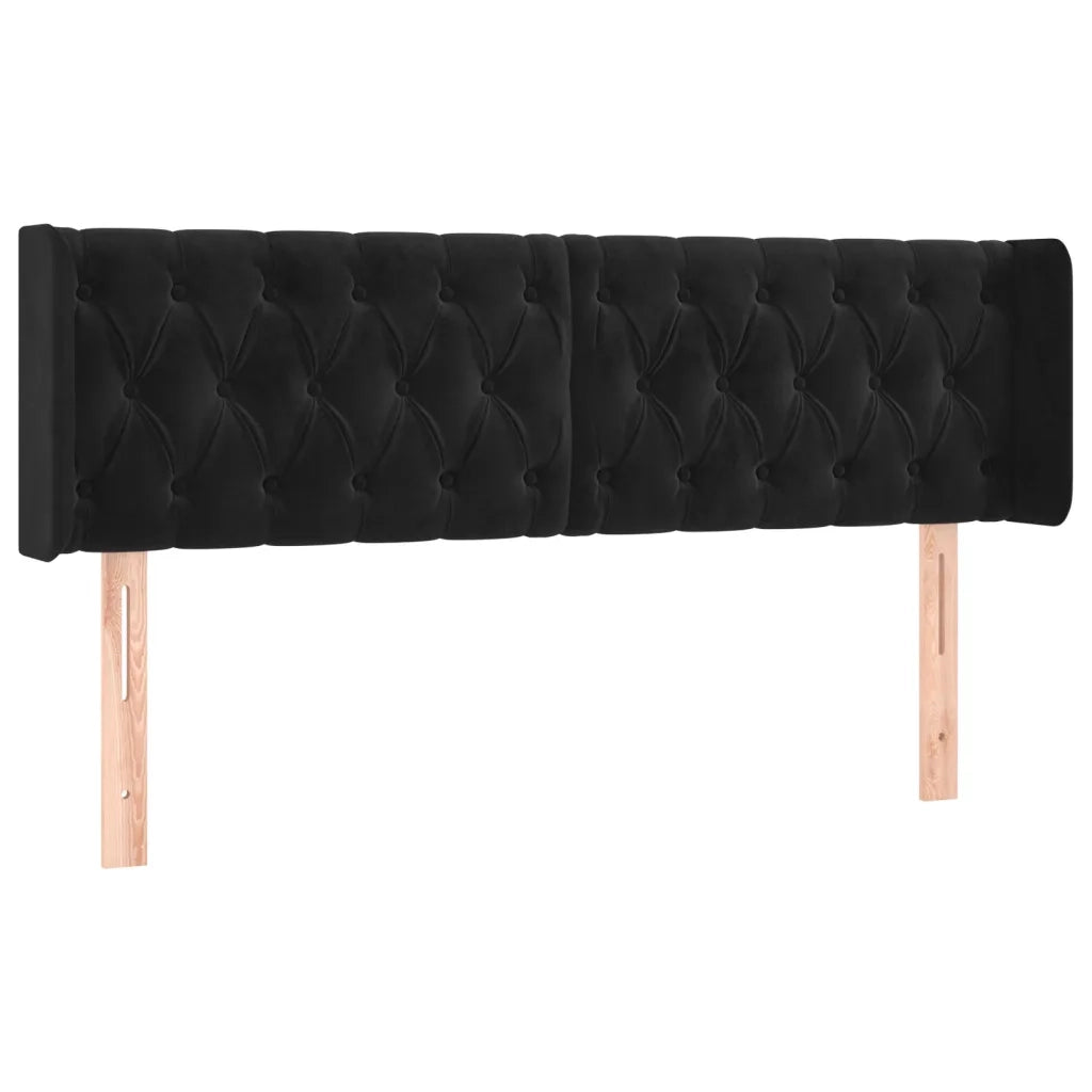 Testiera ad Orecchio Nera 163x16x78/88 cm in Velluto 3119160
