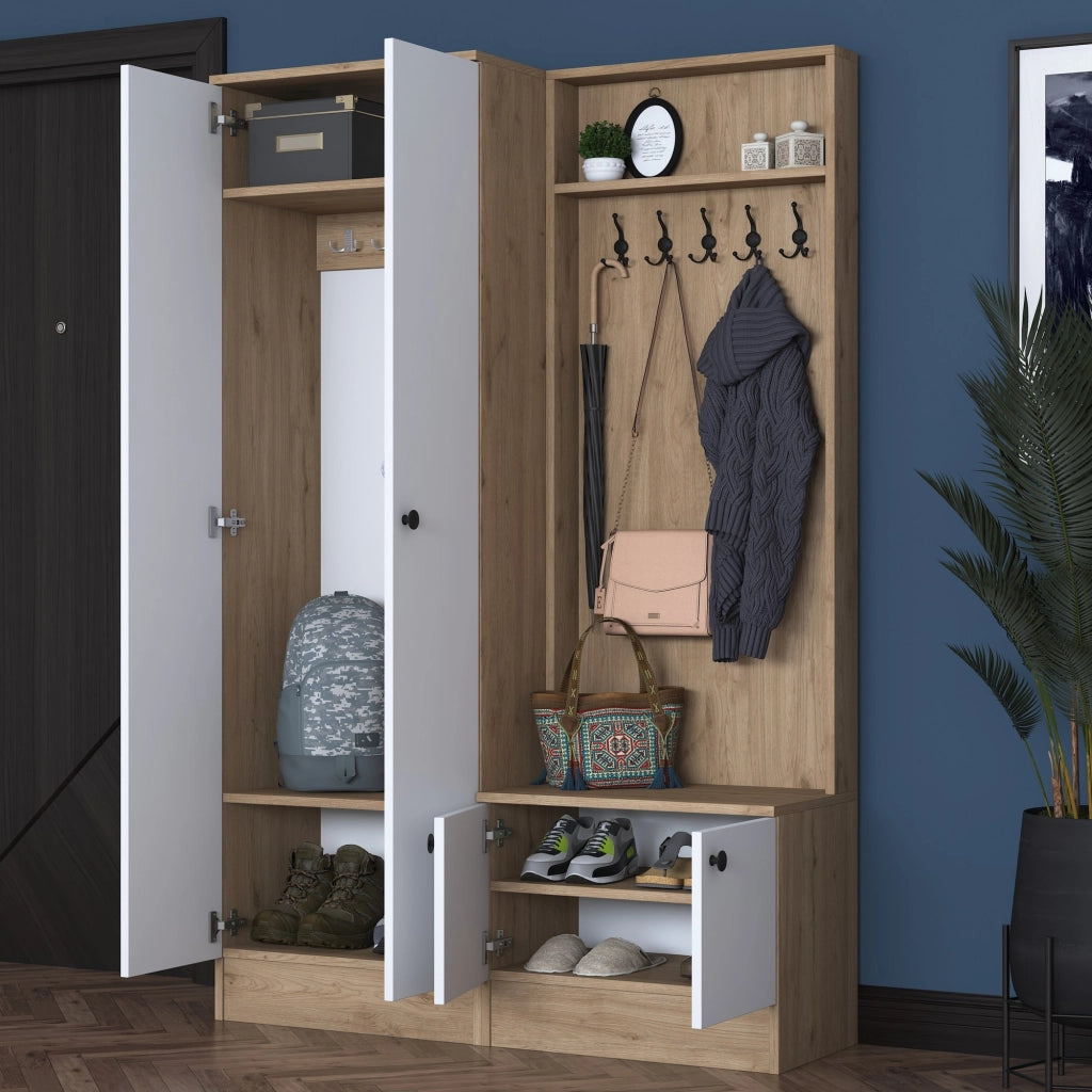 Rezzato, Mobile da Ingresso 5 Ripiani, 120x36x183h cm Bianco