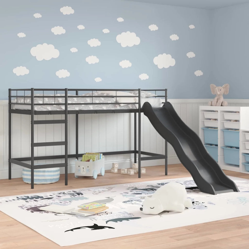 Letto loft per bambini con scivolo Nero e antracite 75 x 190 cm 42020773