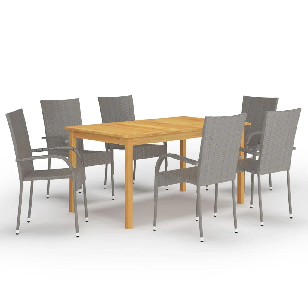Set da pranzo da giardino per esterni 7 pezzi mobili grigi 02_0013953