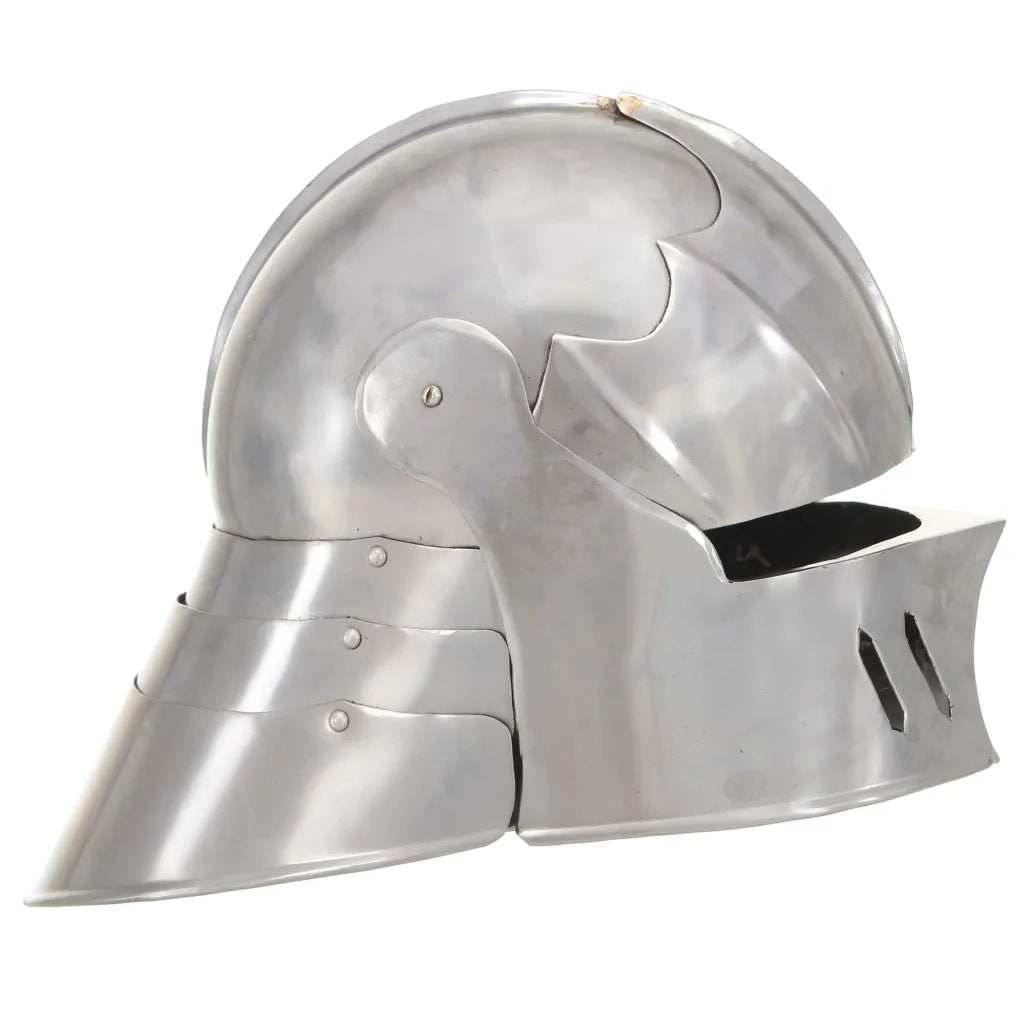 Elmo da Cavaliere Medievale Antico LARP in Acciaio Argento 286215