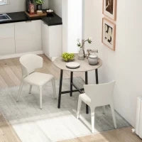 Tavolo da Pranzo Rotondo e Industriale per 2 Persone, in Legno e Acciaio, Ø80x75 cm, Nero e color Legno