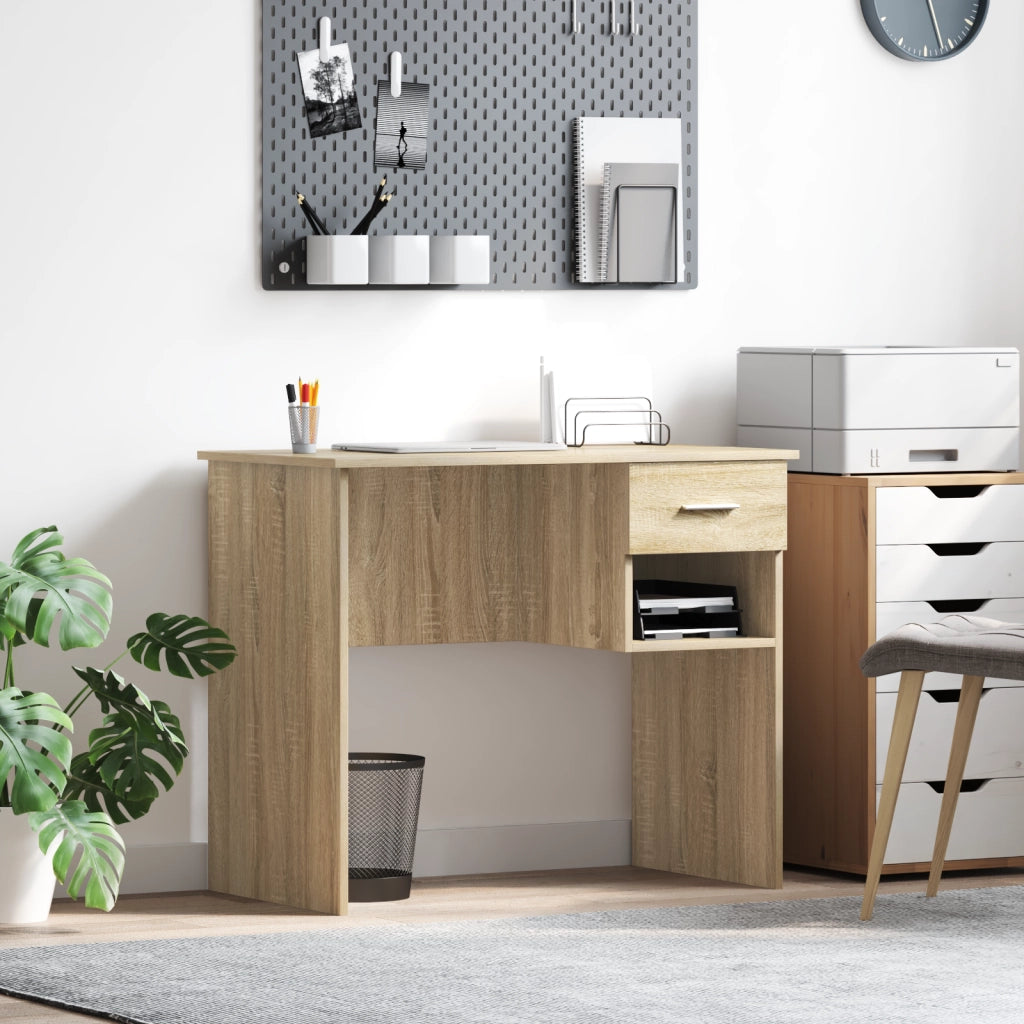 Scrivania con cassetti Rovere di Sonoma 90x49.5x75 cm legno massello