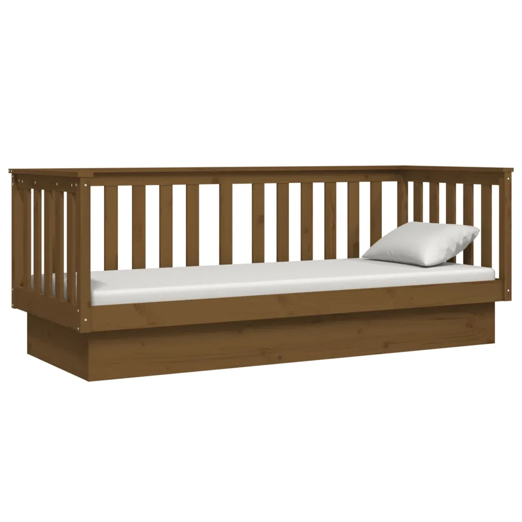 Letto singolo | Letto per adulti | Dormeuse Marrone Ambra 75x190 cm in Legno Massello di Pino