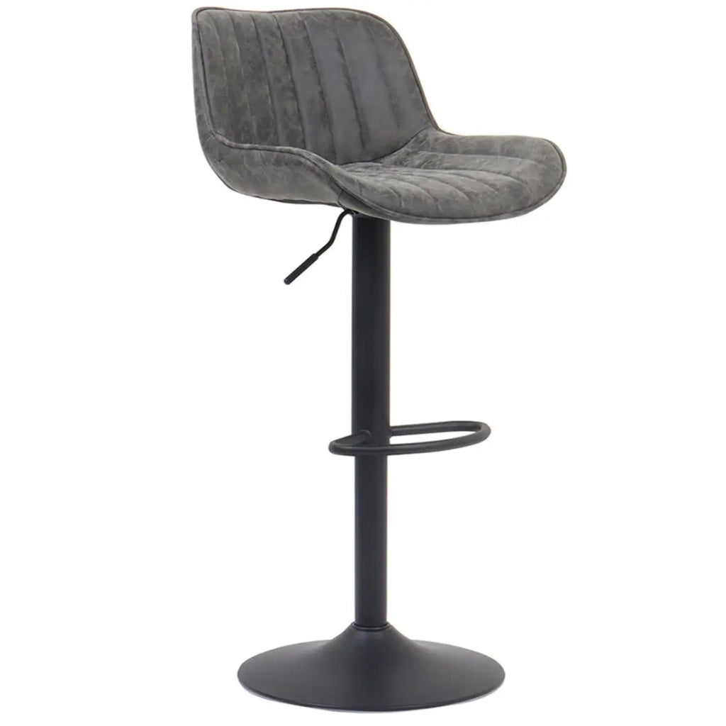 Sgabello da bar ZENA - Stile vintage - PU grigio - Seduta confortevole e di design