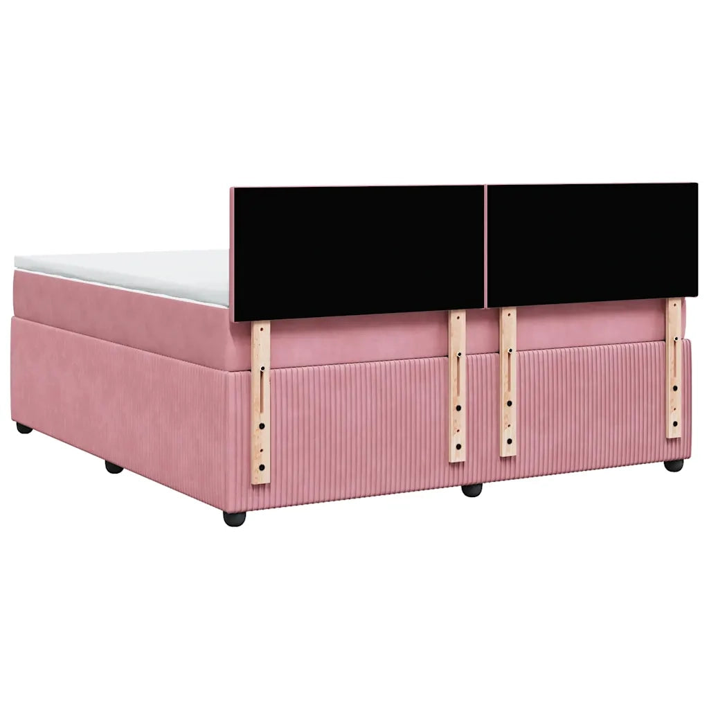 Giroletto a Molle con Materasso Rosa 180x200 cm in Velluto 3287805