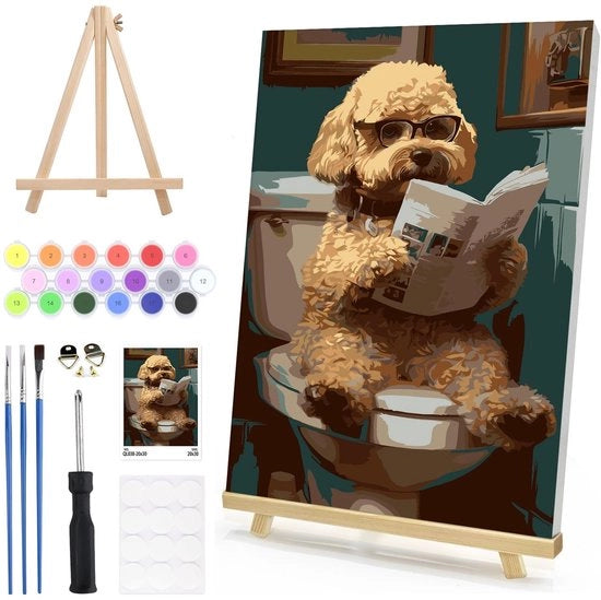 Kit di pittura per numeri - Con segno a mano su legno - Decorazione per cani - Pittura ad olio - Kit di arte DIY - Decorazione per muri - Modello 20 - Pittura su numero