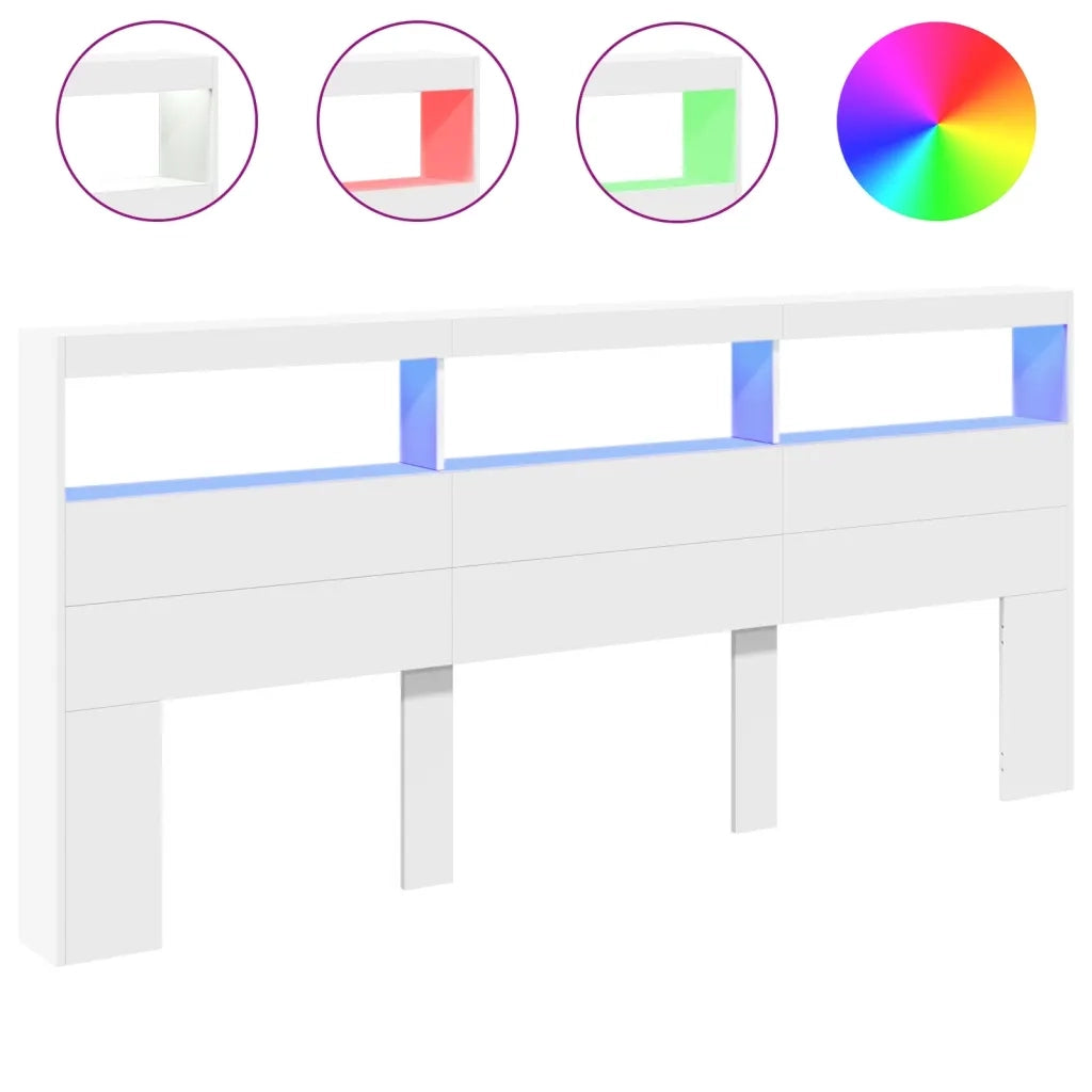 Testiera | Testata con Contenitore a LED Bianca 220x17x102 cm