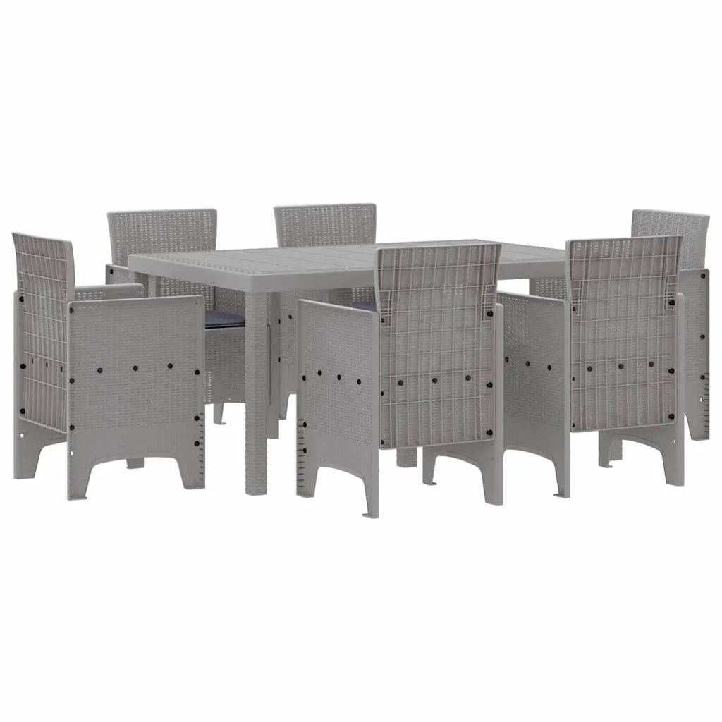 Set da Pranzo per Giardino 7 pcs Grigio chiaro Rattan Polt