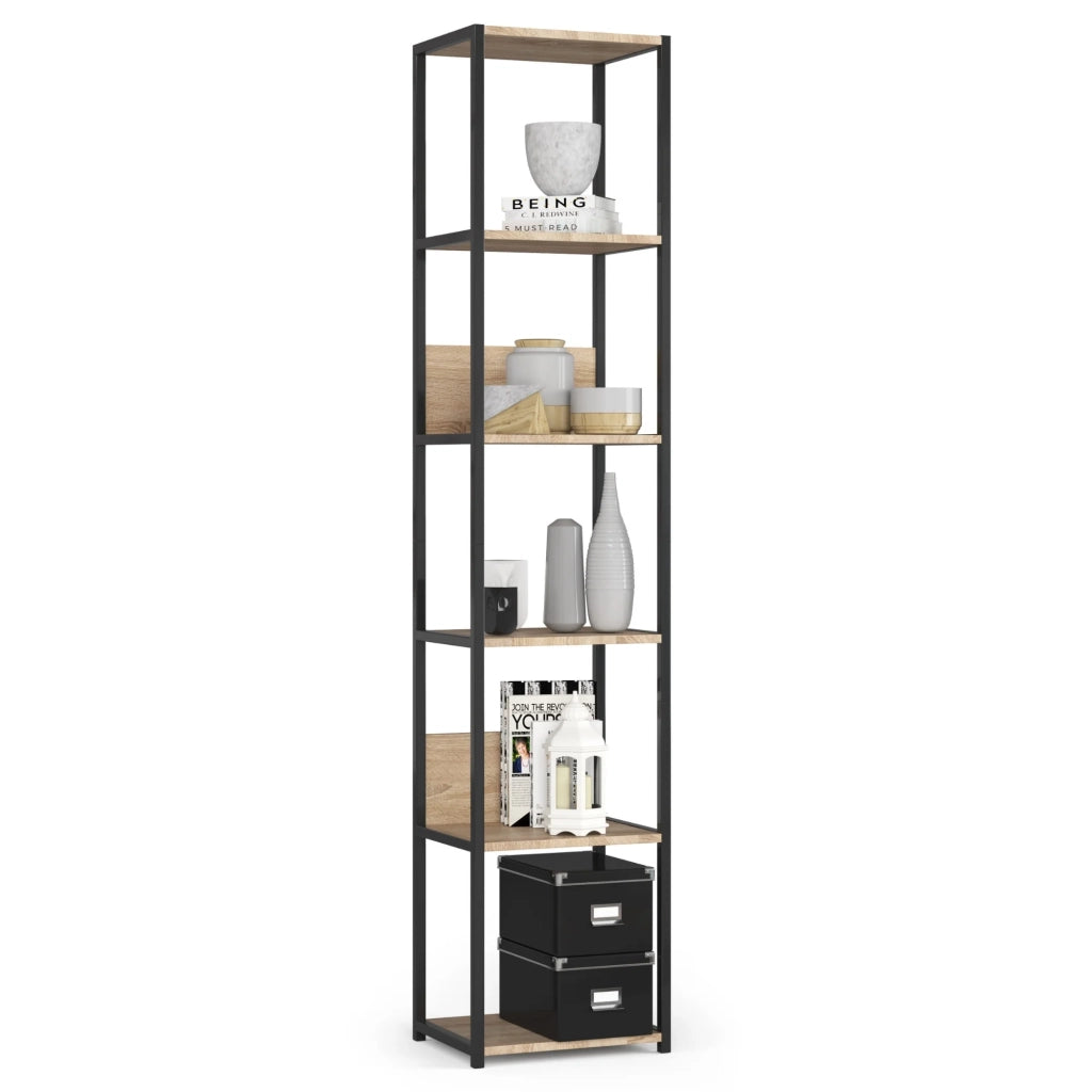 Scaffale stile industriale con ripiani in legno 40 cm Nera, Quercia Sonoma 40x32x192 cm