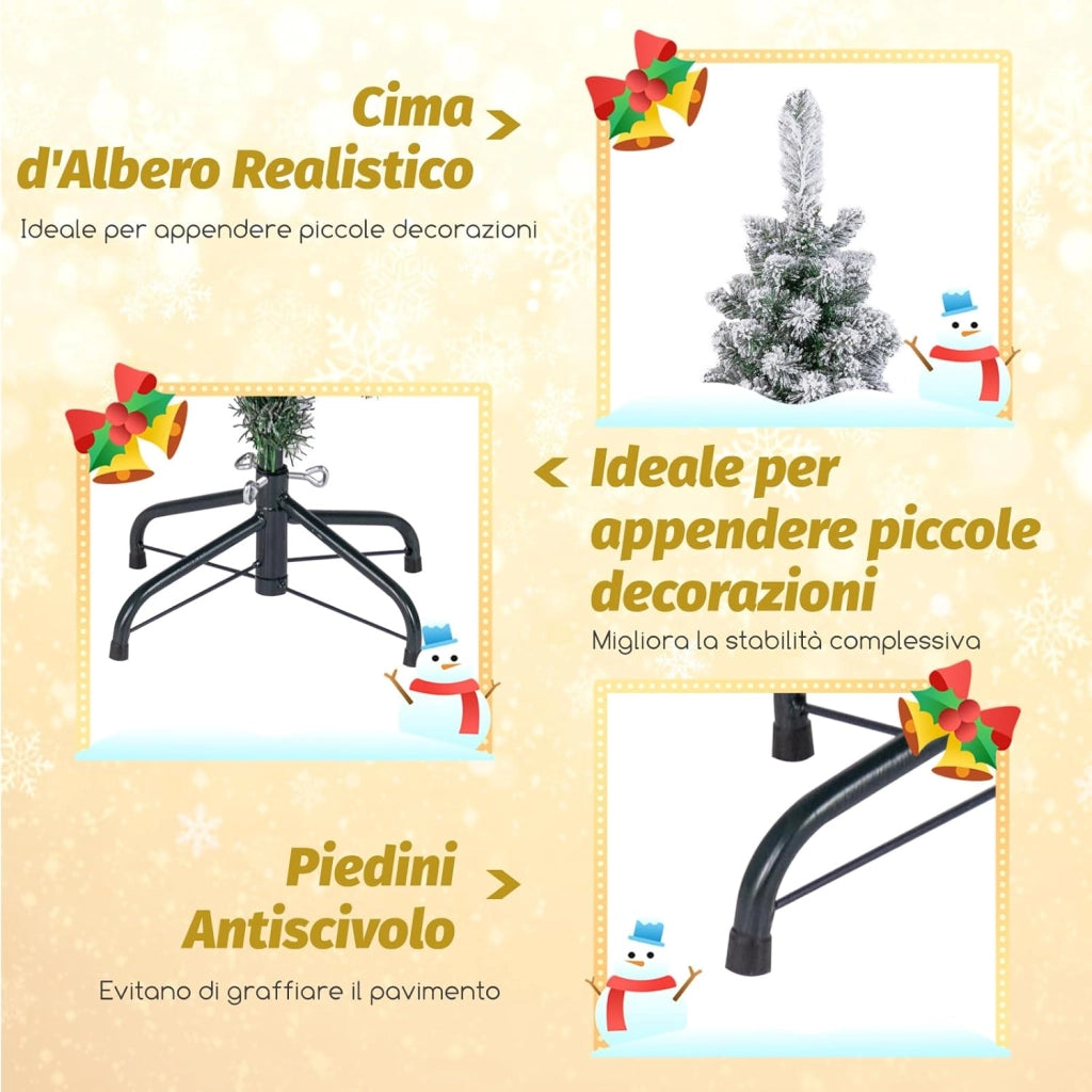 Albero di Natale Slim 120/150/180 cm, Albero di Natale Artificiale Innevato con 240/328/460 Rami e Supporto Metallico Pieghevole, per Piccoli Spazi, Decorazione per Casa e Feste (150 cm)