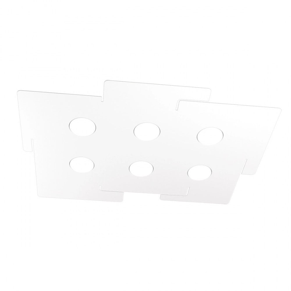 Plafoniera a led ECHO Top Light in metallo Bianco rettangolare con 6 attacchi lampadina Gx53