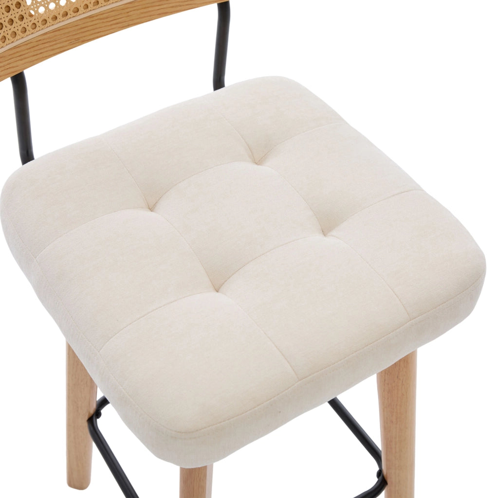 Sedia a dondolo con schienale alto ergonomico in velluto beige
