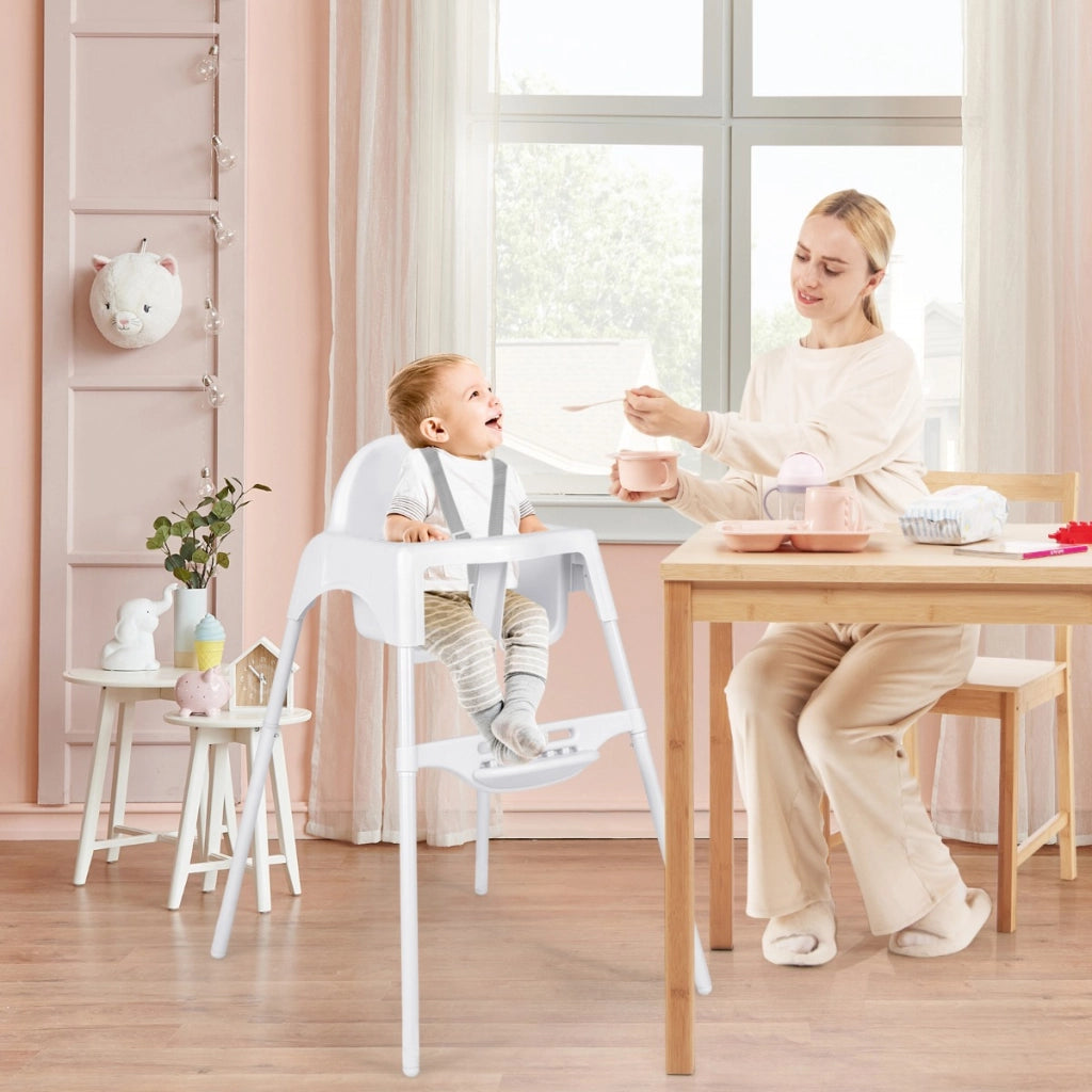 Seggiolone per bambini convertibile 4 in 1, Seggiolino per neonati con vassoio rimovibile e regolabile Bianco-Seggioloni