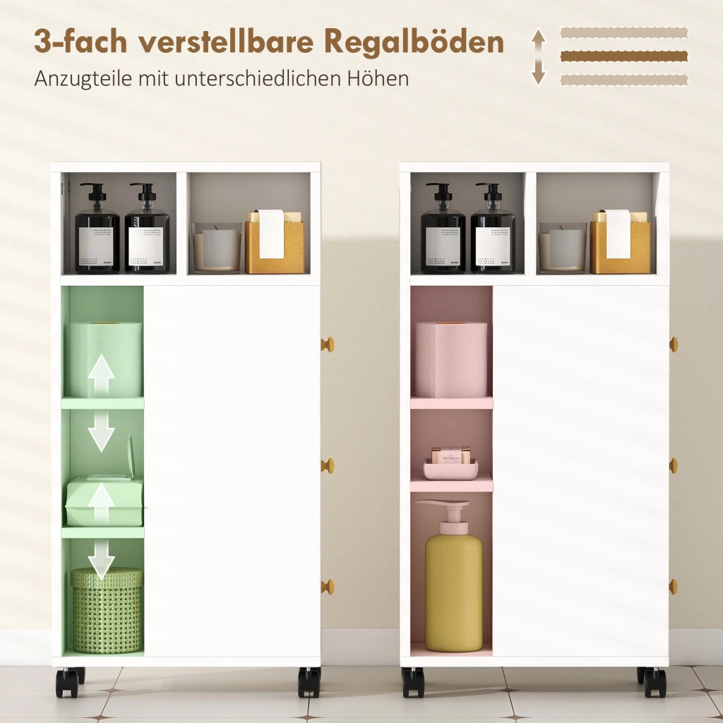 Mobiletto Bagno Sottolavabo con Cassetti e Ruote ¨C Zephmum ¨C Bianco 20x40x80cm