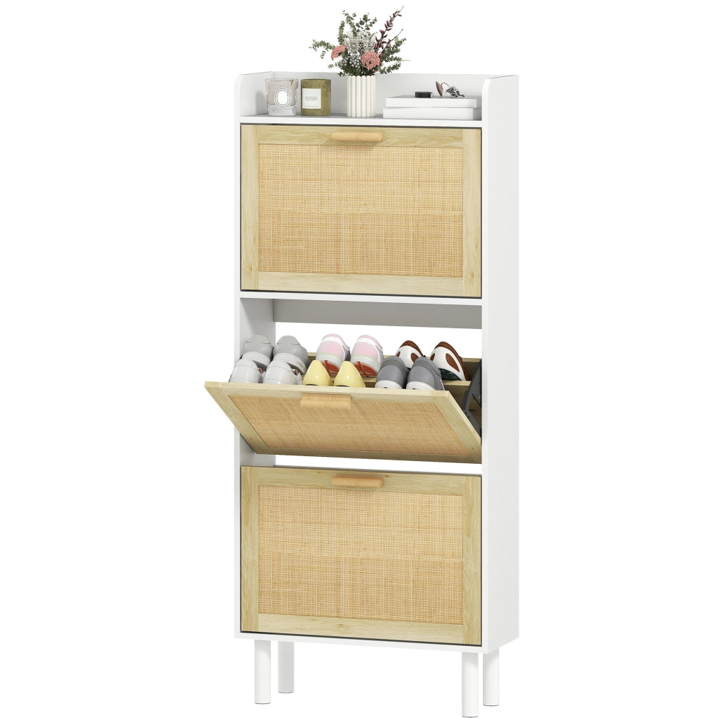 Scarpiera con 3 ante e ripiani ¨C Zephmum ¨C Bianco 65x24.5x153 cm