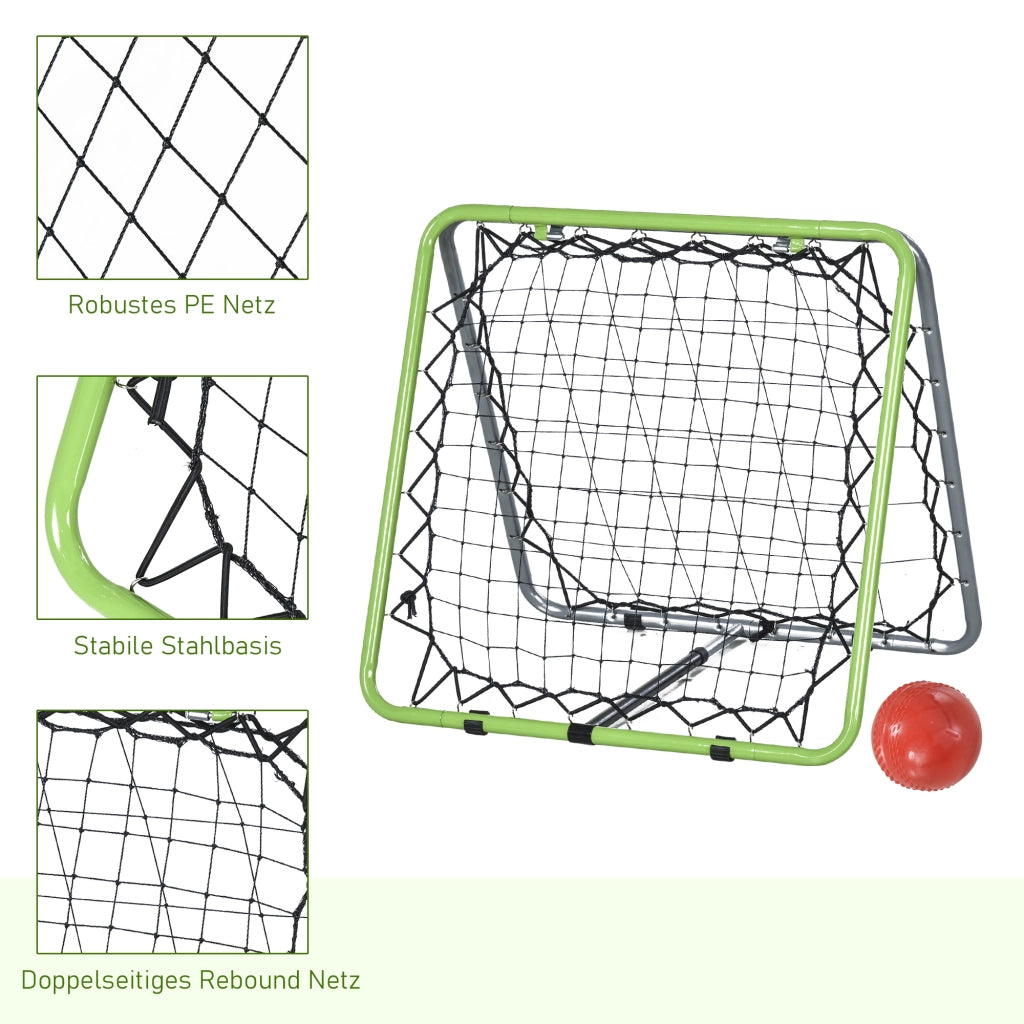 Rete Rimbalzo Calcio Baseball Basket ¨C Xylo ¨C Regolabile 5 Livelli Verde Nero 75x75x64cm