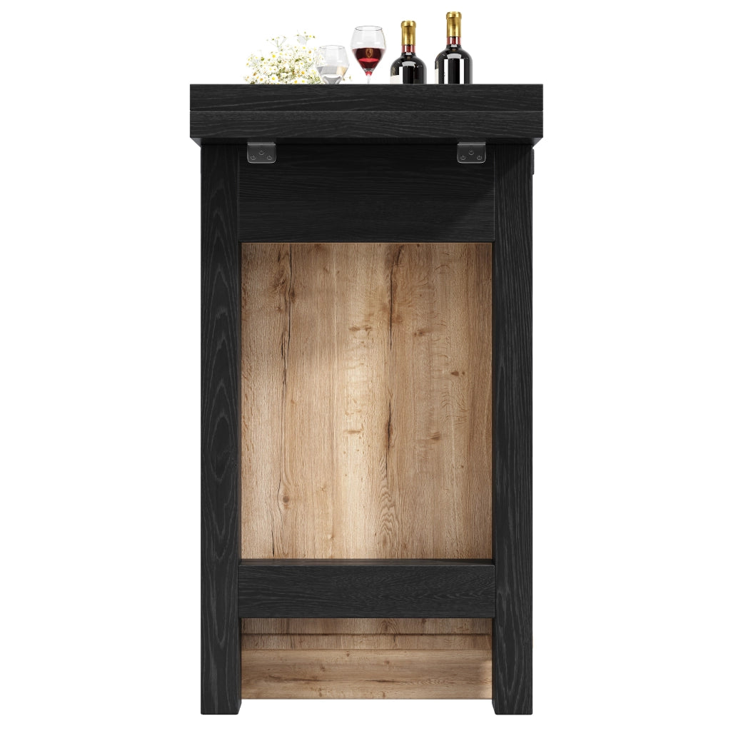 Mobile contenitore con 2 ante; cassetto e portabottiglie per cucina in MDF wood 120-197×40×74.2 cm