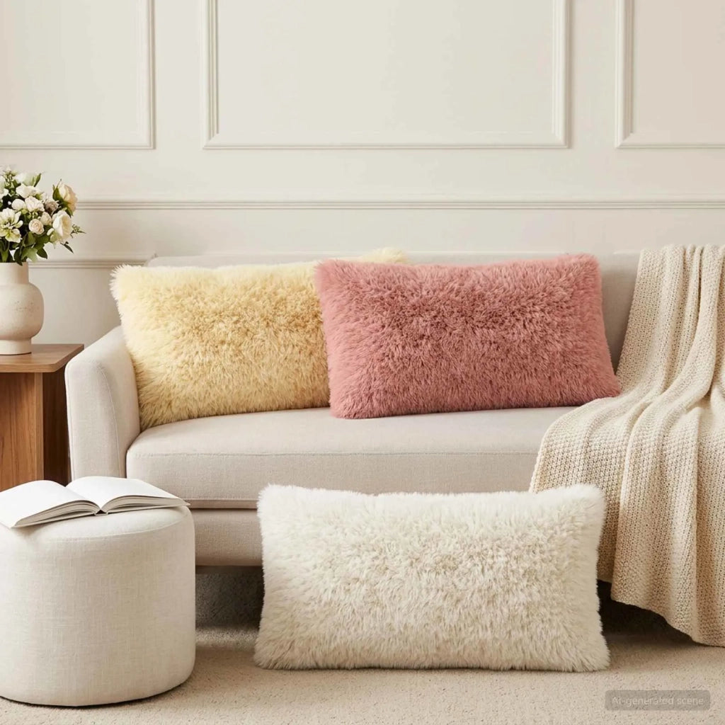 Cuscino con cuscino HEERLEN 6 pz Bianco Fleece PV 925498