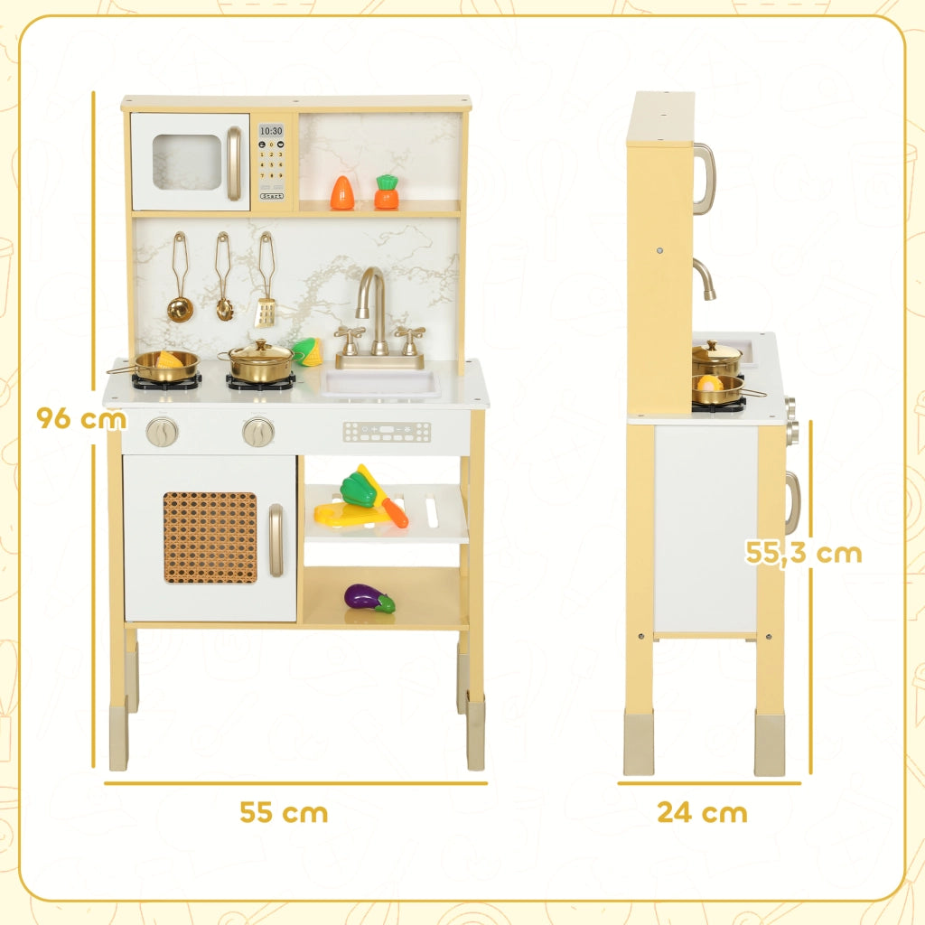 Cucina giocattolo in legno con suoni e accessori ¨C Xylo ¨C Oro con verdure