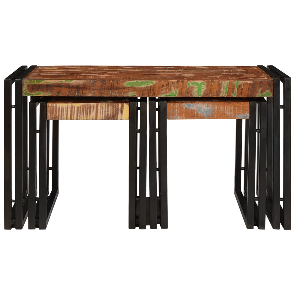 Tavoli da Annidamento 3 pcs Legno Massello Recuperato