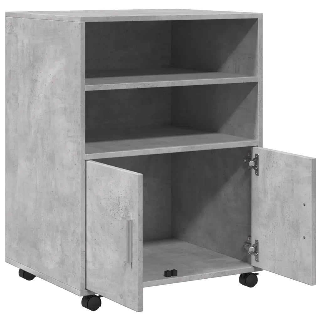 Mobiletto con Ruote Grigio Cemento 60x48x81 cm in Truciolato 853167