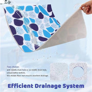 Matte da bagno quadrata 70 x 70 cm Antiscivolo in PVC morbido Luffa grande extra rapido asciugamento Blu