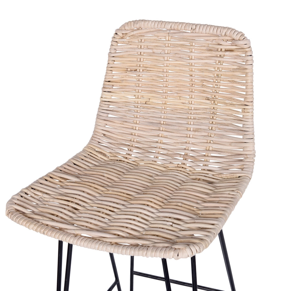 Set di sedie da bar per cucina e sala da pranzo in rattan rustico boho beige sabbia