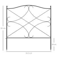 Recinzione Esterna a 5 Pannelli in Metallo con Paletti, 305x62 cm, Nera