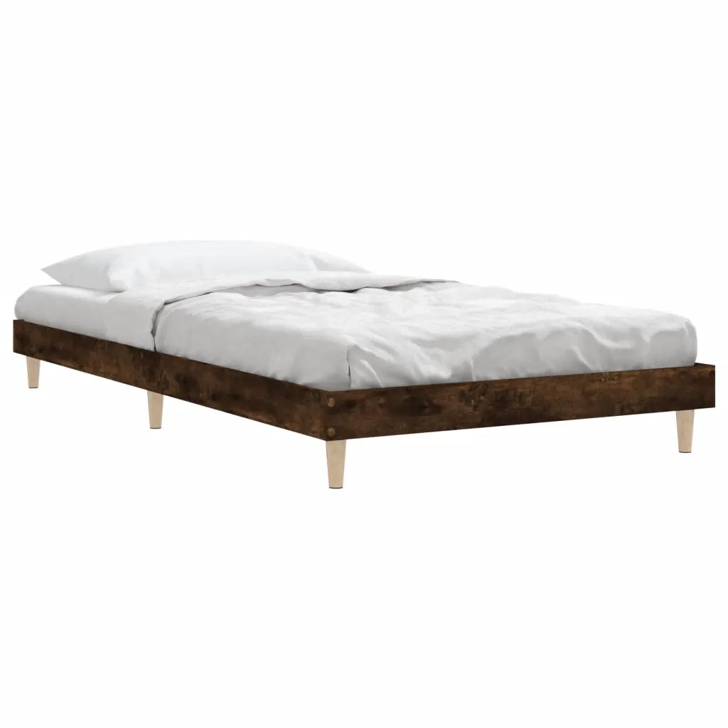 Letto singolo | Letto per adulti | Giroletto senza Materasso Rovere Fumo 100x200 cm in Truciolato
