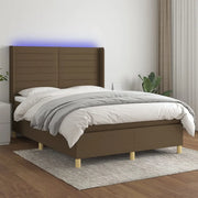 Letto a Molle Materasso e LED MarroneScuro 140x190cm in Tessuto 3138952