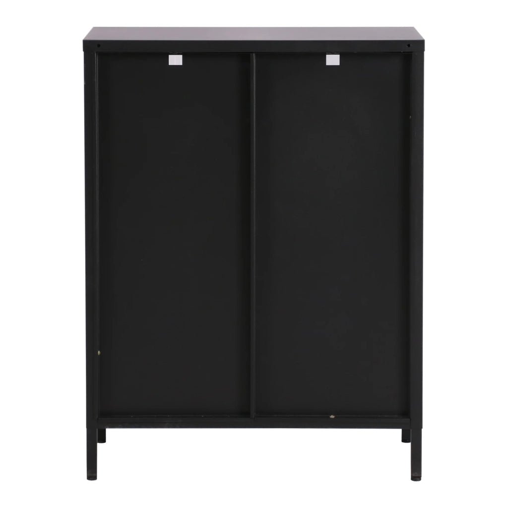 Credenza in acciaio e vetro ondulato 84 x 64 x 35 cm nero 03_0006612