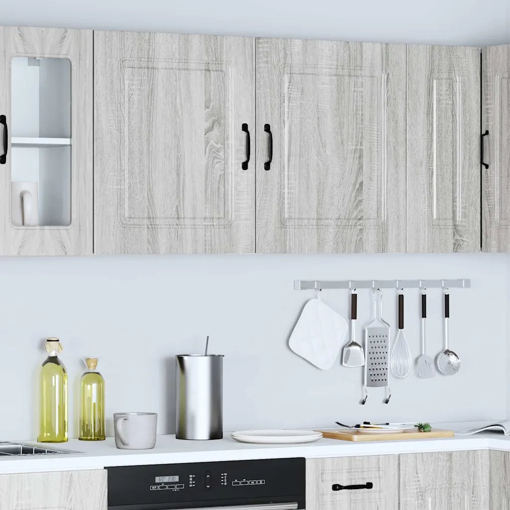 Pensili da cucina 2 pz Kalmar Grigio in Legno Multistrato Sonoma 853570