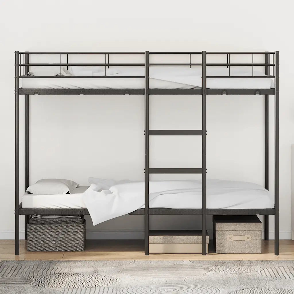 Letto a Castello senza Materasso Nero 75x190 cm in Acciaio 42000319