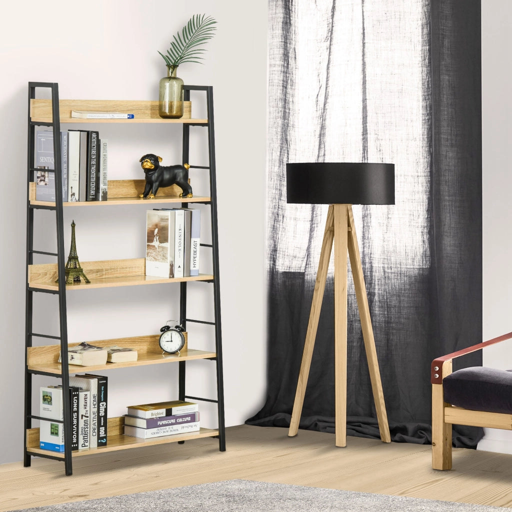 Libreria 5 Livelli con Ripiani ¨C Xylo ¨C Metallo e Legno Naturale 70x35x149,5 cm