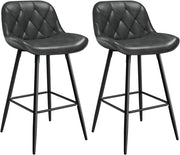 Sgabelli cucina, Sgabelli Bar con Schienale Sedia da Cucina con Poggiapiedi Sgabello Alto Imbottito Sedia in PU vintage con Gambe in Metallo per Bistrot Pub Sala da Pranzo, Antracite