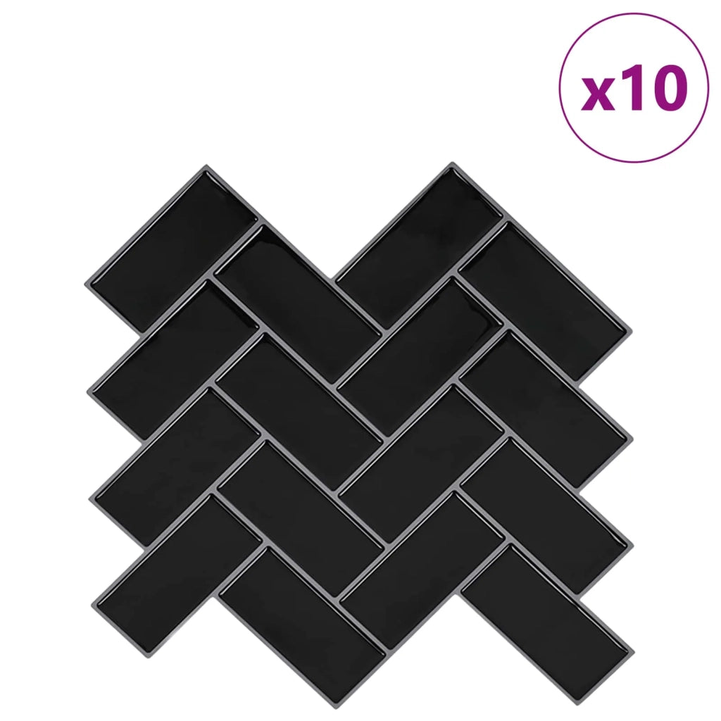 Piastrella a Spina di Pesce 10 pz Nero 30 x 30 cm CFW2053719