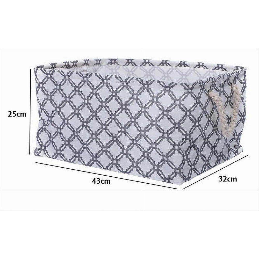 Trade Shop - Cesto Contenitore Porta Biancheria Bucato Manici Tessuto Grigio 43x32x25cm 79208 -