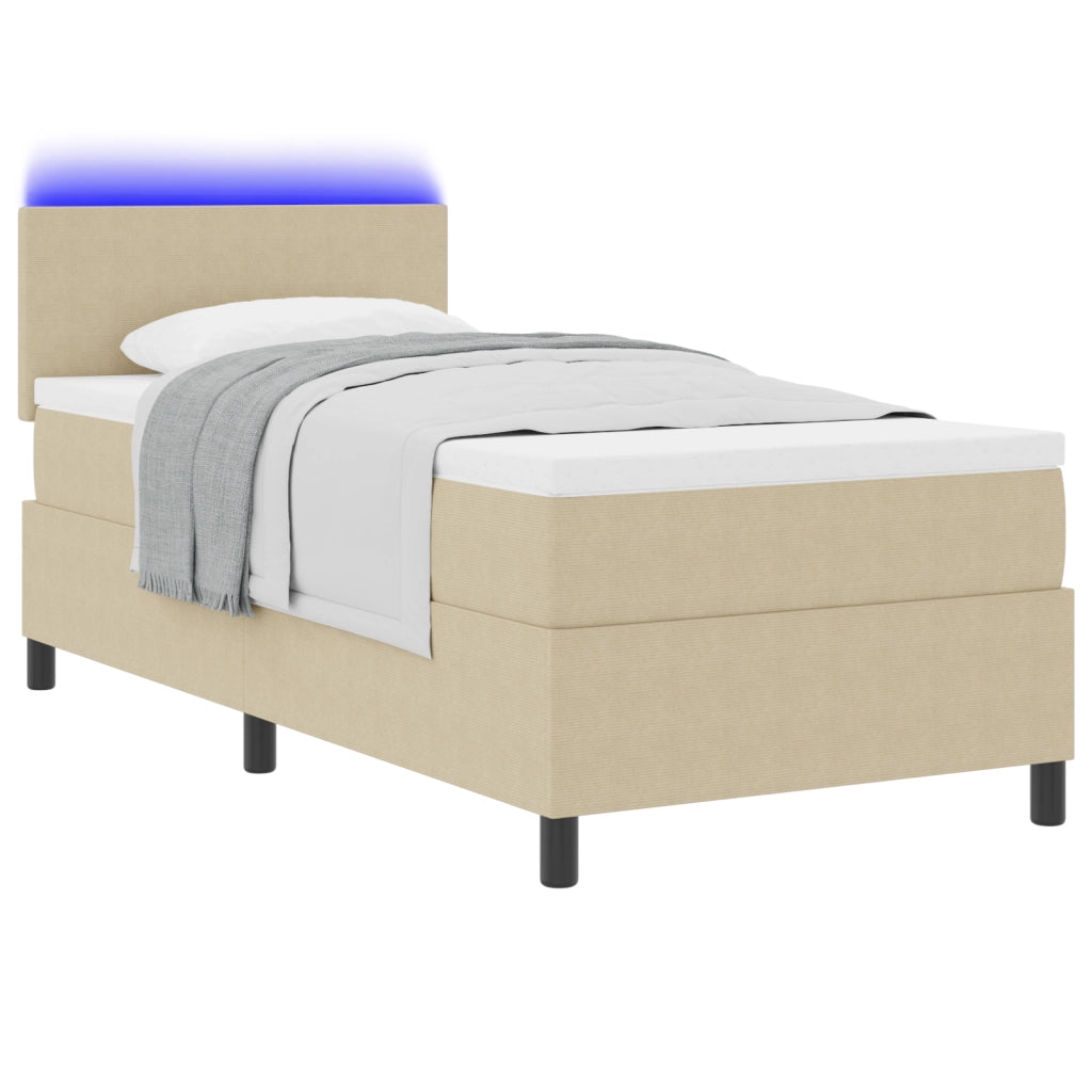 Letto a Molle con Materasso & Luce LED Verde Grigio 80x200 cm Tessuto Vellutato