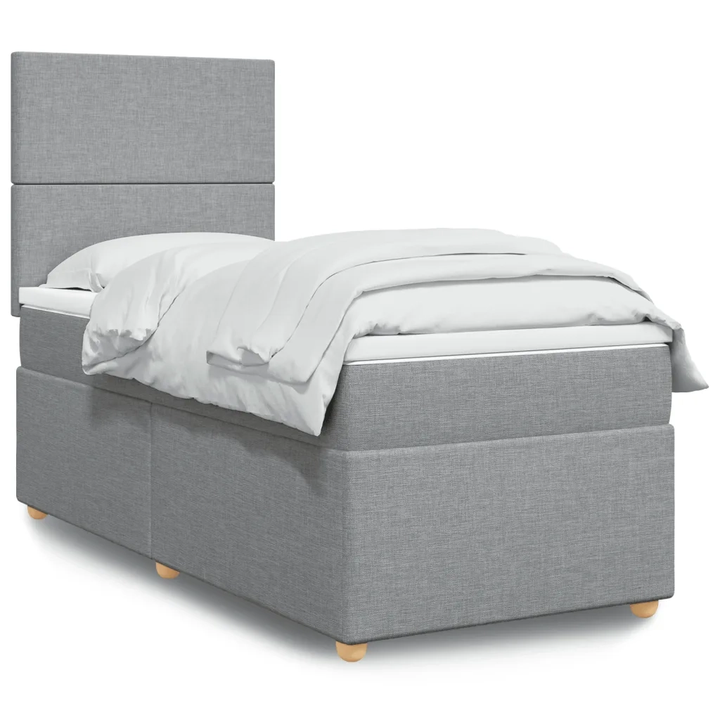 Giroletto a Molle con Materasso Grigio Chiaro 90x190 cm Tessuto