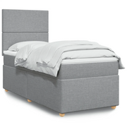 Giroletto a Molle con Materasso Grigio Chiaro 90x190 cm Tessuto
