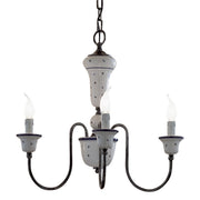 Lampadario Classico Sanremo Metallo E Ceramica Bianco Sfumato Argento 3 Luci E14