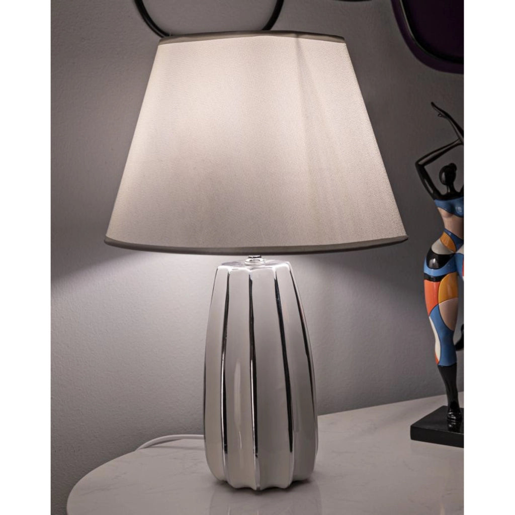 Lampada da Tavolo VKH112, Bianco, Ceramica, 30x30x45 cm