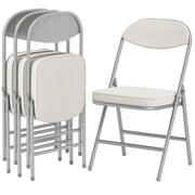 Set 4 Sedie Pieghevoli Imbottite ¨C Xylo ¨C Rivestimento Velluto Crema, Schienale, Struttura Metallo