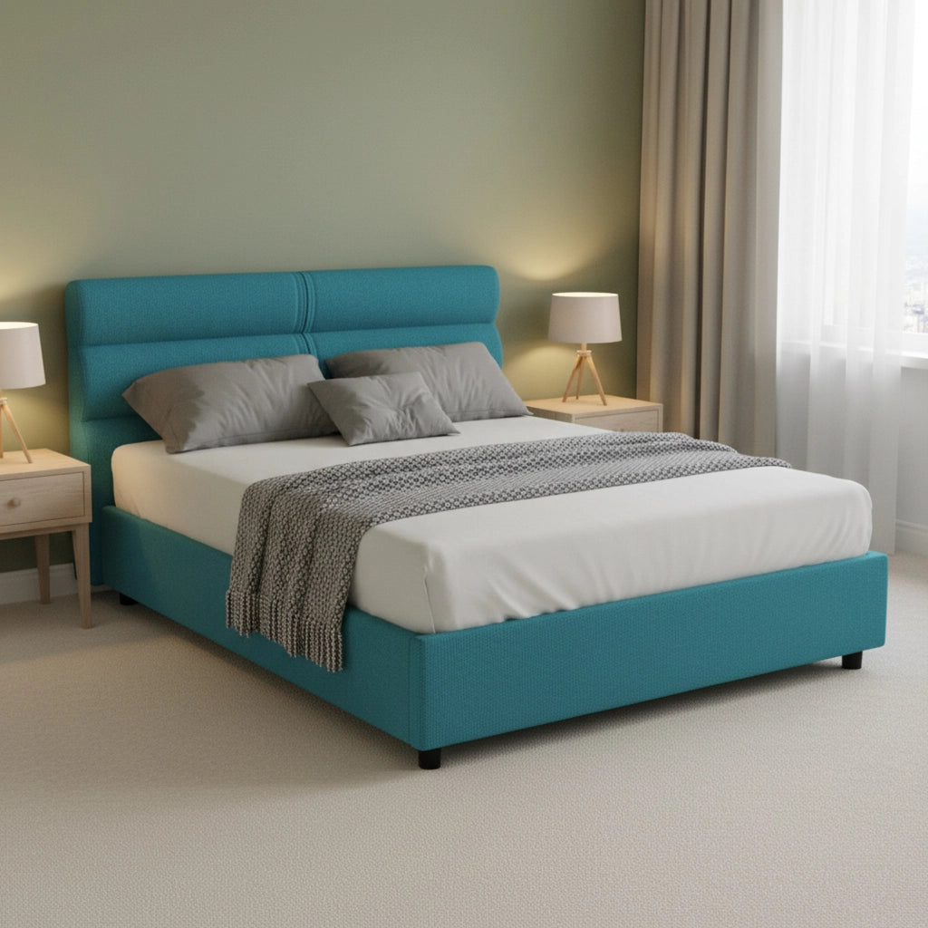 Brivio, Letto Piazza e Mezza Sfoderabile Made in Italy, Azzurro