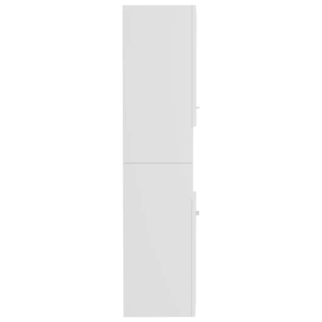 Armadietto Bagno Bianco Lucido 30x30x130cm in Legno Multistrato 805003